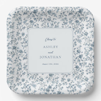 Elegant Blue Chinoiserie Wedding Paper Plate