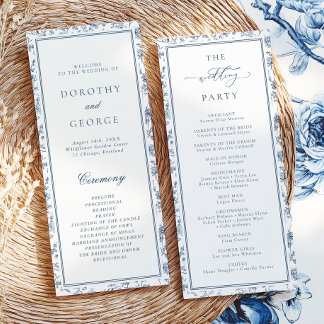 Elegant Blue Chinoiserie Wedding Program