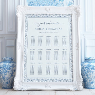 Elegant Blue Chinoiserie Wedding Seating Chart