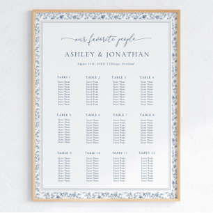 Elegant Blue Chinoiserie Wedding Seating Chart