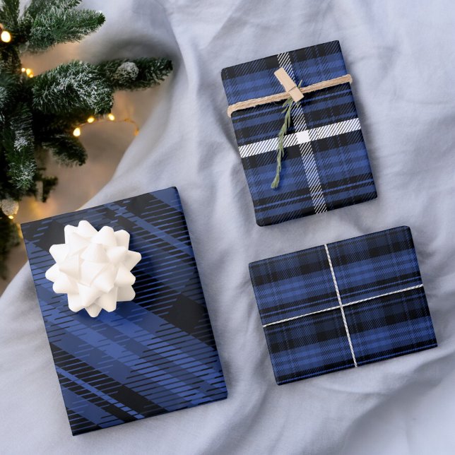 Elegant blue Christmas flannel plaid pattern Wrapping Paper Sheet (Elegant blue Christmas flannel plaid pattern Wrapping Paper Sheets)