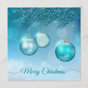 Elegant Blue Christmas Ornaments Invitation