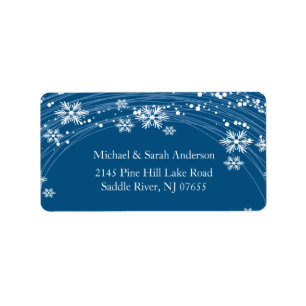 Elegant Blue Christmas Snowflakes Address Label