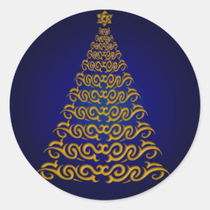 Elegant Blue Christmas Tree Stickers
