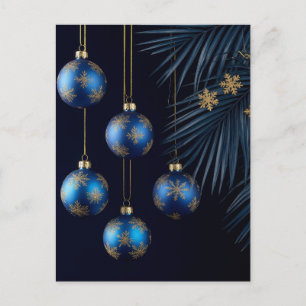 Elegant Blue Christmas Winter Luxury Festive Holid Postcard