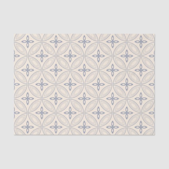 Elegant Blue Circles on Cream Pattern Tissue Paper (Front)