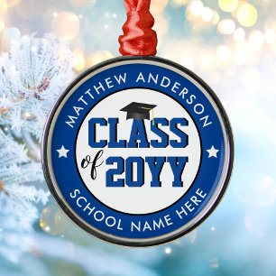 Elegant Blue Class of 2021 Graduate Graduation Metal Ornament
