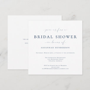 Elegant Blue Classic Bridal Shower Invitation