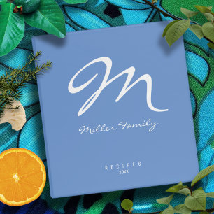 Elegant Blue CookBook for Family Recipes Binder