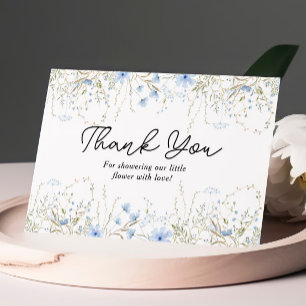 Elegant Blue Cornflower Wildflower Baby Shower Thank You Card
