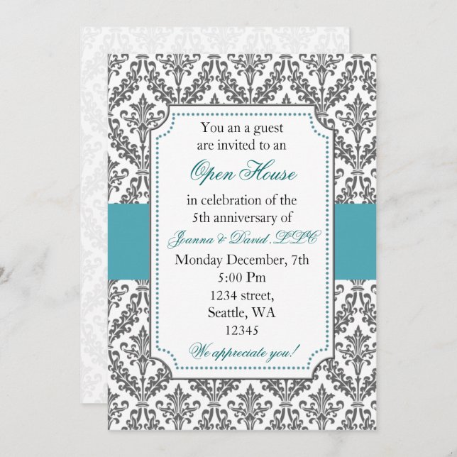 Elegant Blue Corporate party Invitation (Front/Back)