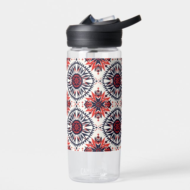 Elegant Blue "Cosmic Interlock" Hydration Flask Water Bottle (Left)