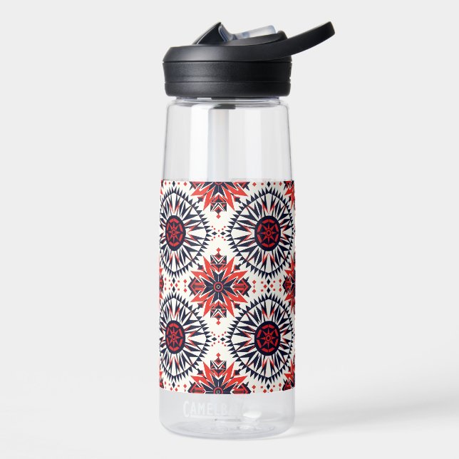 Elegant Blue "Cosmic Interlock" Hydration Flask Water Bottle (Left)