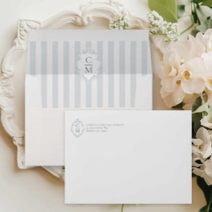 Elegant Blue Crest Wedding Envelope
