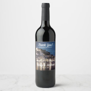 Elegant Blue Croatian town at night Wine Label