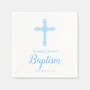 Elegant Blue Cross Baptism Personalized Napkin