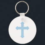Elegant Blue Cross  Keychain<br><div class="desc">Elegant blue cross design for baby boy Baptisms and Christenings.</div>