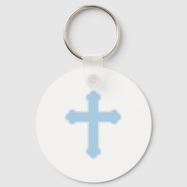 Elegant Blue Cross  Keychain (Front)