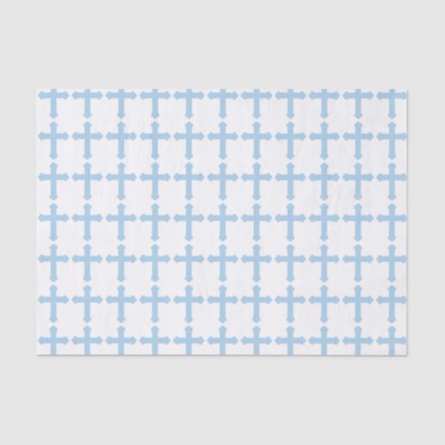 Elegant Blue Cross Tissue Paper (Front)