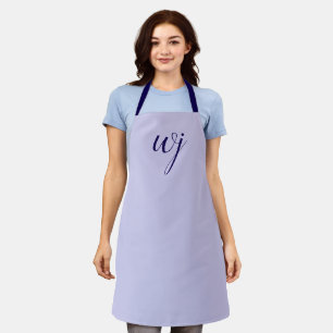 Elegant blue custom lettering initials apron