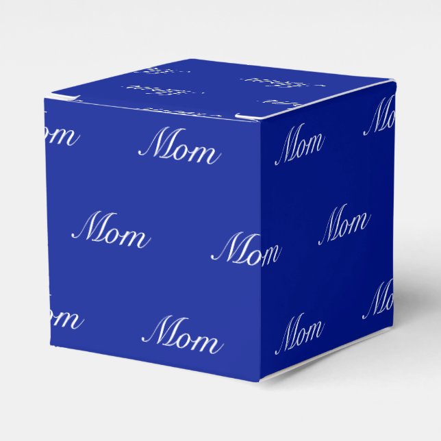 Elegant blue custom script name text monogram favor box (Front Side)