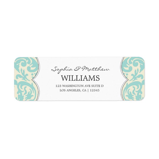 ELEGANT BLUE DAMASK | ADDRESS LABELS (Front)