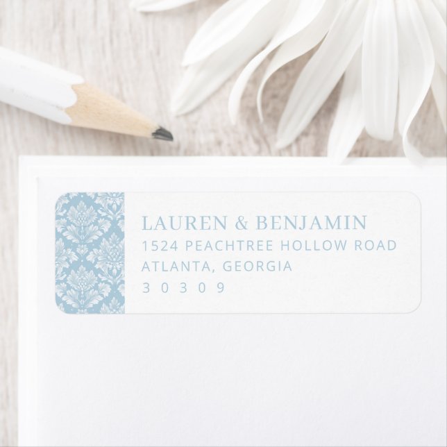 Elegant Blue Damask Floral (En situation)