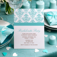 Elegant Blue Damask Pattern Bachelorette Party