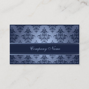 Elegant Blue Damask Wedding Planner Business Card
