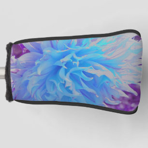 Elegant Blue Decorative Dahlia Flower Golf Head Cover
