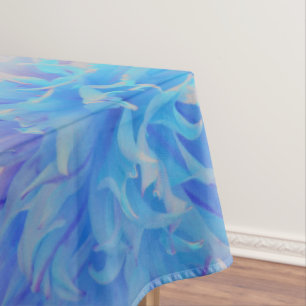 Elegant Blue Decorative Dahlia Flower Tablecloth