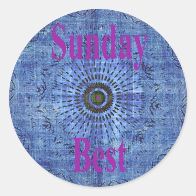 Elegant Blue denim motif vector print pattern art  Classic Round Sticker (Front)