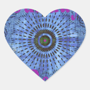Elegant Blue denim motif vector print pattern art  Heart Sticker