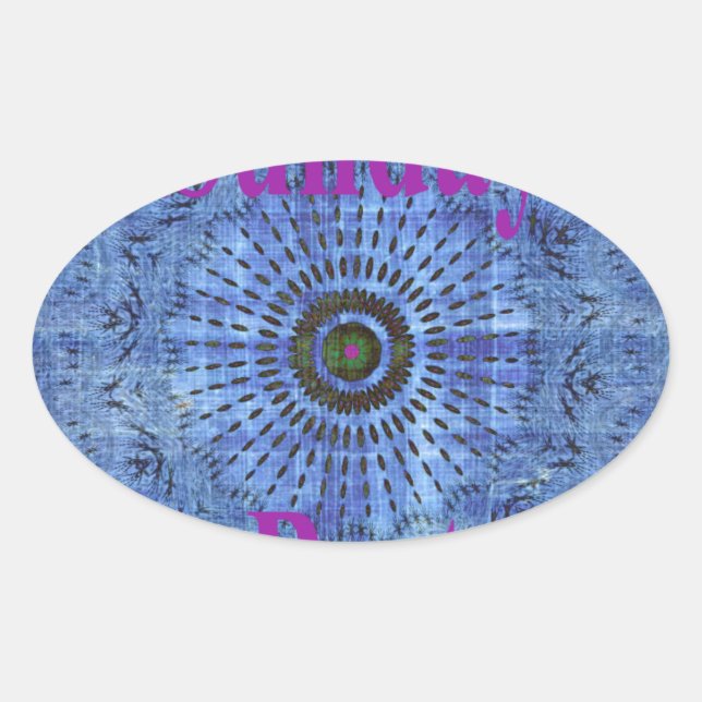 Elegant Blue denim motif vector print pattern art  Oval Sticker (Front)