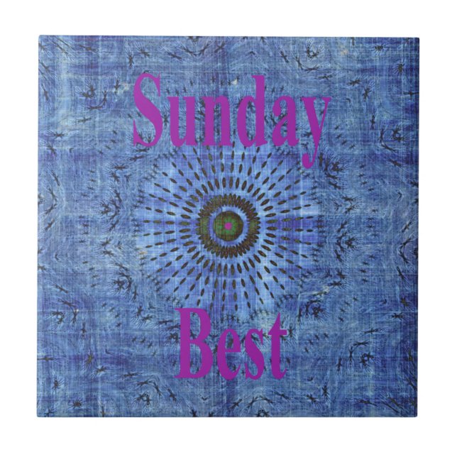 Elegant Blue denim motif vector print pattern art  Tile (Front)