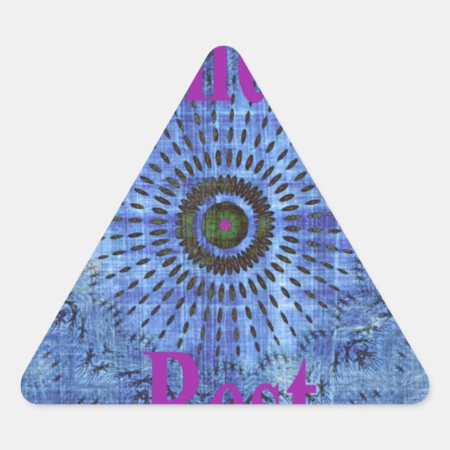 Elegant Blue denim motif vector print pattern art  Triangle Sticker (Front)