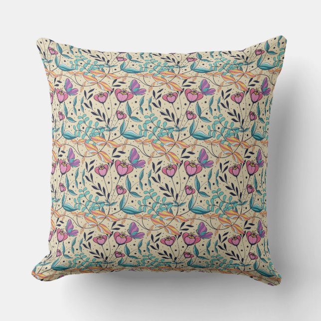 Elegant Blue Designed Throw Pillow (Front)