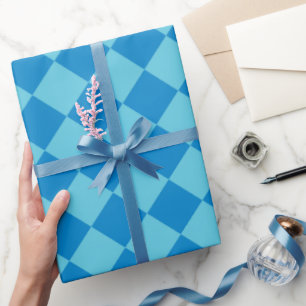 Elegant Blue Diamond Chequered Wrapping Paper