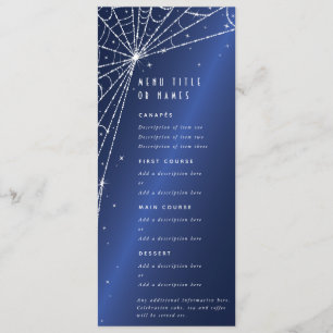 Elegant Blue Diamond Spider Web Flat 4 Course Menu