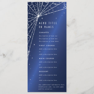 Elegant Blue Diamond Spider Web Flat 4 Course Menu