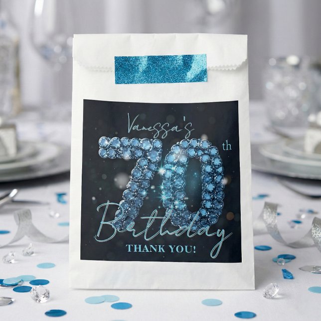 Elegant Blue Diamonds Glamour 70th Birthday Party Favour Bag (Creator Uploaded)