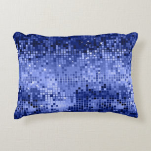 Elegant Blue Disco Ball Glitter & Sparkles Decorative Pillow