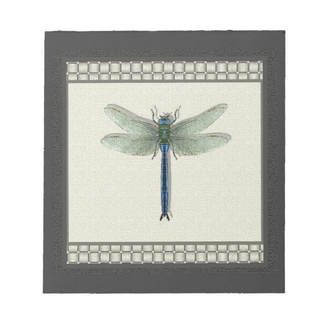 Elegant Blue Dragonfly Notepad (Front)
