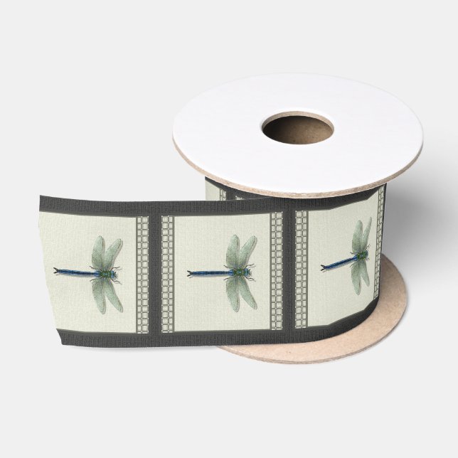 Elegant Blue Dragonfly Satin Ribbon (Spool)