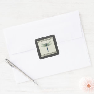 Elegant Blue Dragonfly Square Sticker