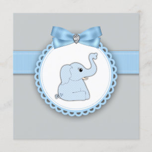 Elegant Blue Elephant Baby Shower Invitation