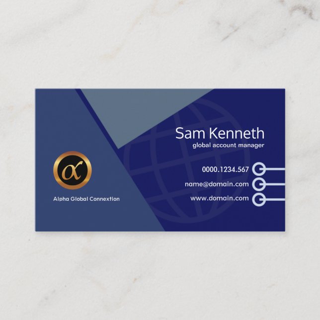 Elegant Blue Energetic Geometric Shapes Marketing Business Card (Front)