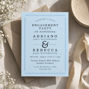 Elegant Blue Engagement Party Invitation 