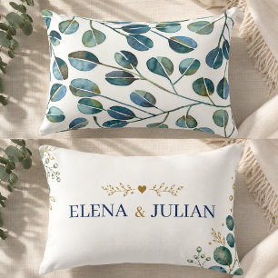 Elegant Blue Eucalyptus Accent Pillow
