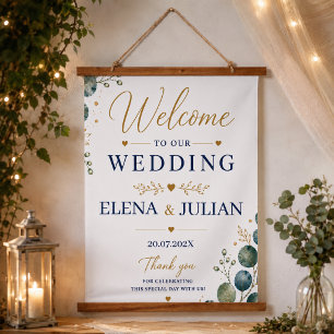 Elegant Blue Eucalyptus Hanging Tapestry